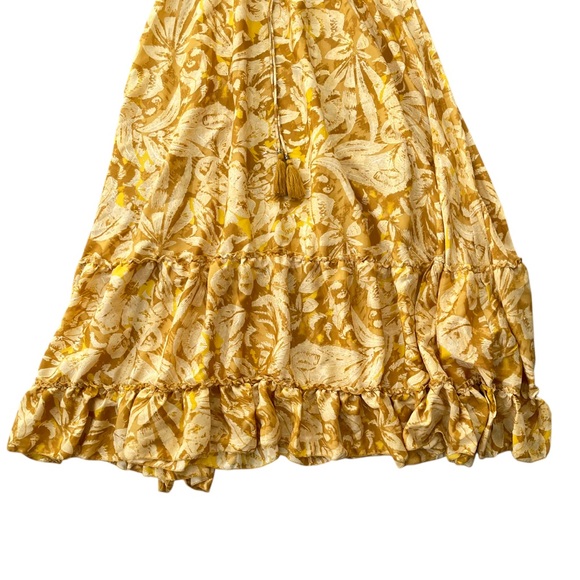 🌼 Philosophy Yellow Floral Tiered Midi Skirt Elastic Waist Boho Size Small - Picture 4 of 6